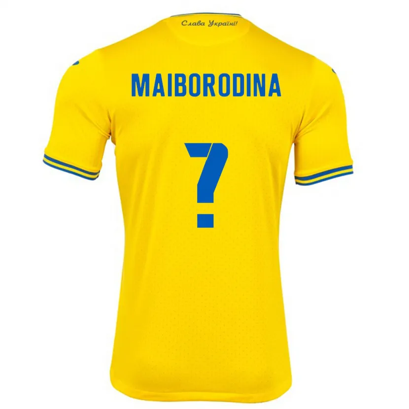 Danxen Criança Camisola Ucrânia Iryna Maiborodina #0 Amarelo Principal 24-26 Camisa