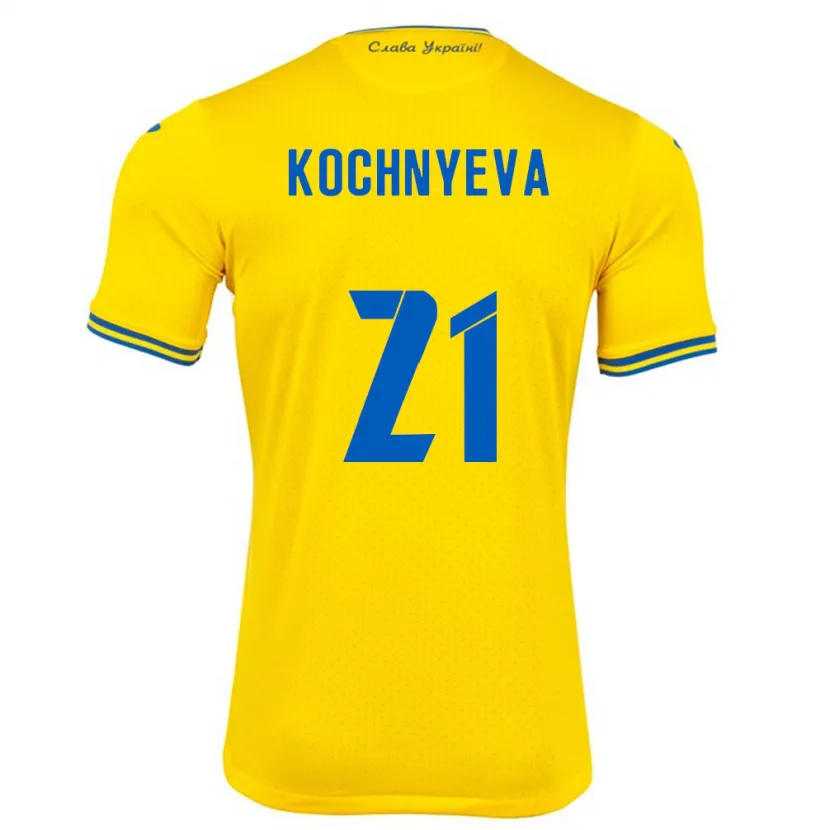 Danxen Criança Camisola Ucrânia Iryna Kochnyeva #21 Amarelo Principal 24-26 Camisa