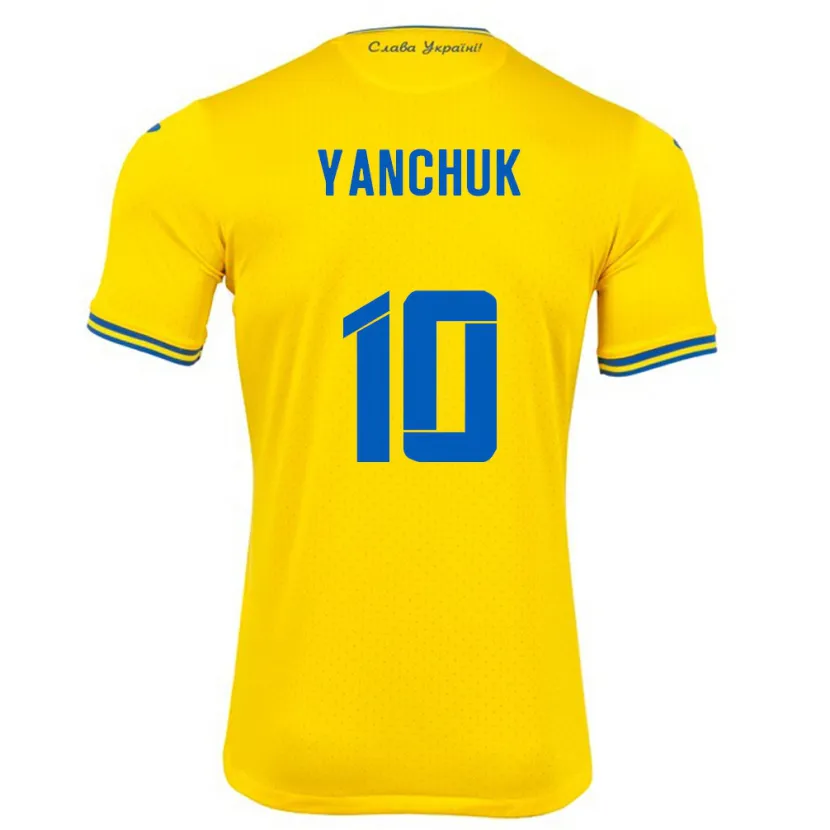 Danxen Criança Camisola Ucrânia Polina Yanchuk #10 Amarelo Principal 24-26 Camisa