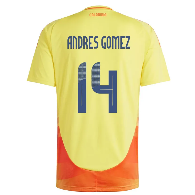 Danxen Criança Camisola Colômbia Carlos Andrés Gómez #14 Amarelo Principal 24-26 Camisa