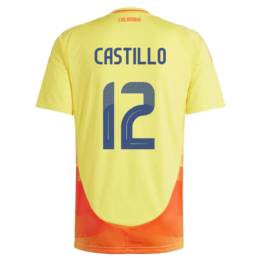 Danxen Criança Camisola Colômbia Juan Castillo #12 Amarelo Principal 24-26 Camisa