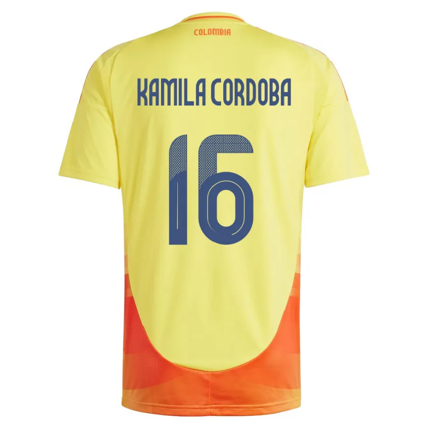 Danxen Criança Camisola Colômbia Sara Kamila Córdoba #16 Amarelo Principal 24-26 Camisa