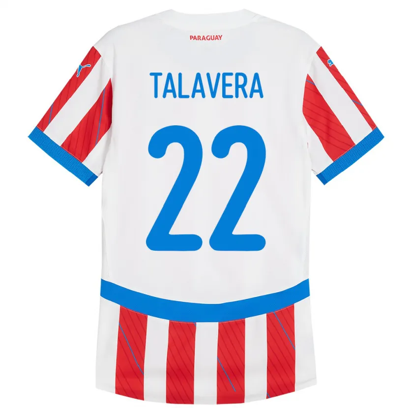 Danxen Criança Camisola Paraguai Javier Talavera #22 Branco Vermelho Principal 24-26 Camisa
