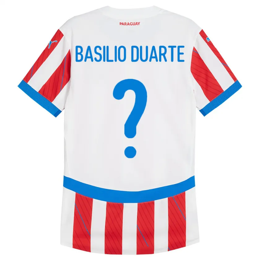 Danxen Criança Camisola Paraguai Basilio Duarte #0 Branco Vermelho Principal 24-26 Camisa