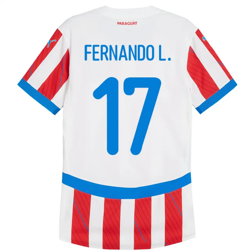 Danxen Criança Camisola Paraguai Fernando Leguizamón #17 Branco Vermelho Principal 24-26 Camisa