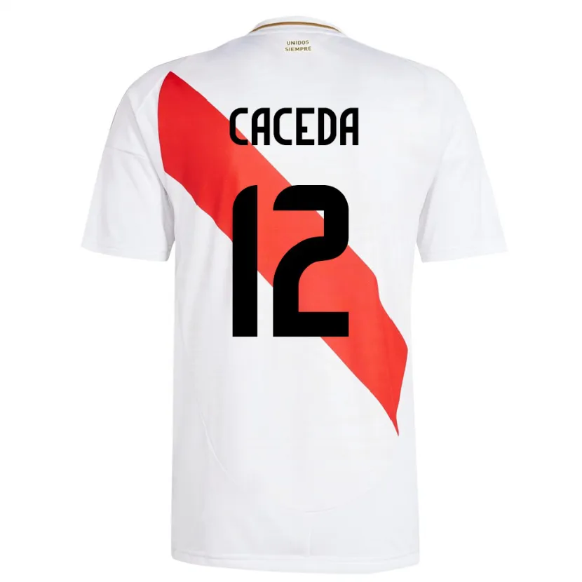 Danxen Criança Camisola Peru Carlos Cáceda #12 Branco Principal 24-26 Camisa