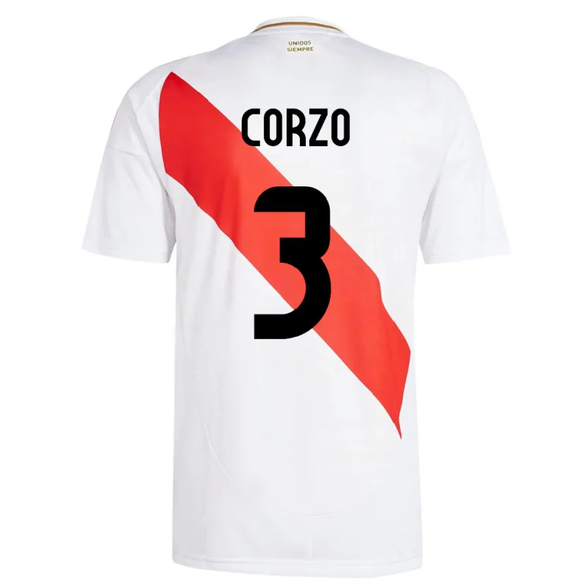 Danxen Criança Camisola Peru Aldo Corzo #3 Branco Principal 24-26 Camisa