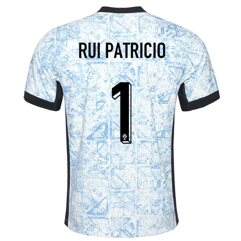 Danxen Criança Camisola Portugal Rui Patricio #1 Azul Creme Alternativa 24-26 Camisa
