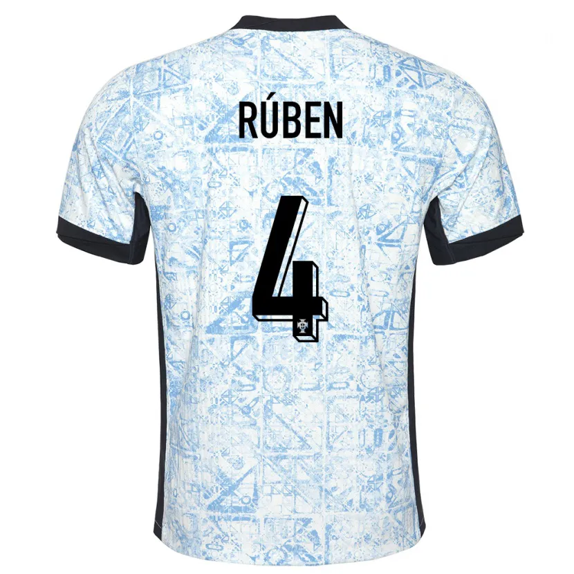 Danxen Criança Camisola Portugal Ruben Dias #4 Azul Creme Alternativa 24-26 Camisa