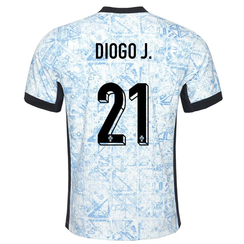 Danxen Criança Camisola Portugal Diogo Jota #21 Azul Creme Alternativa 24-26 Camisa