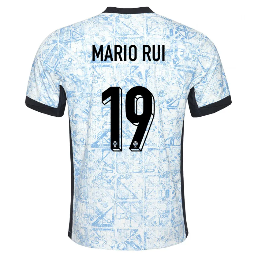 Danxen Criança Camisola Portugal Mario Rui #19 Azul Creme Alternativa 24-26 Camisa