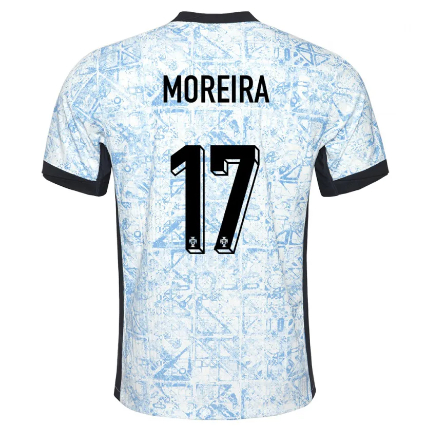 Danxen Criança Camisola Portugal Afonso Moreira #17 Azul Creme Alternativa 24-26 Camisa