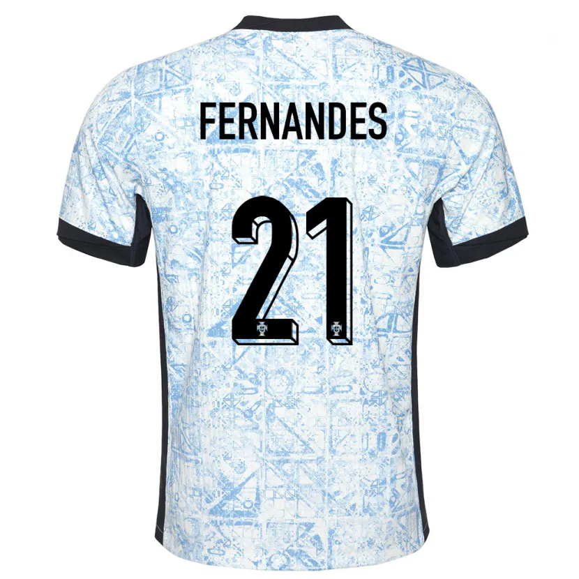 Danxen Criança Camisola Portugal Mateus Fernandes #21 Azul Creme Alternativa 24-26 Camisa