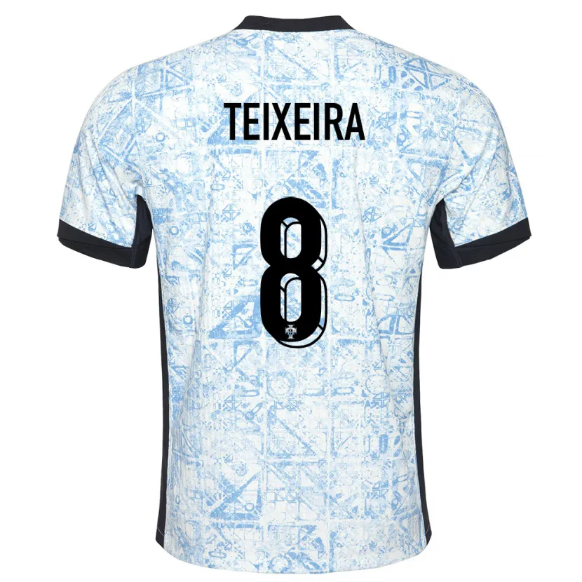 Danxen Criança Camisola Portugal Joao Teixeira #8 Azul Creme Alternativa 24-26 Camisa