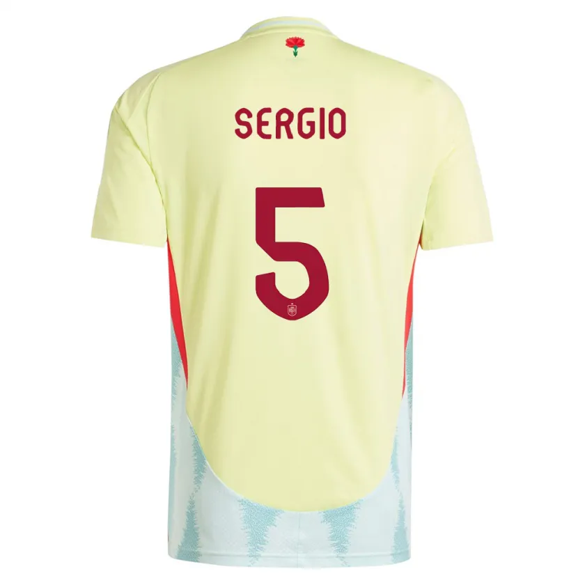 Danxen Criança Camisola Espanha Sergio Busquets #5 Amarelo Alternativa 24-26 Camisa