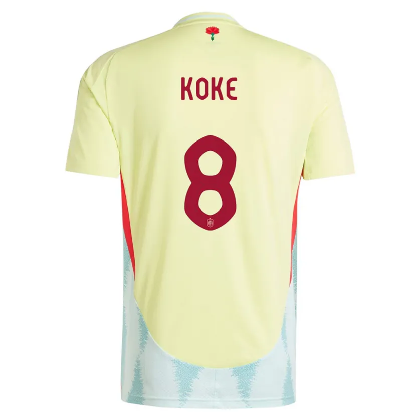 Danxen Criança Camisola Espanha Koke #8 Amarelo Alternativa 24-26 Camisa