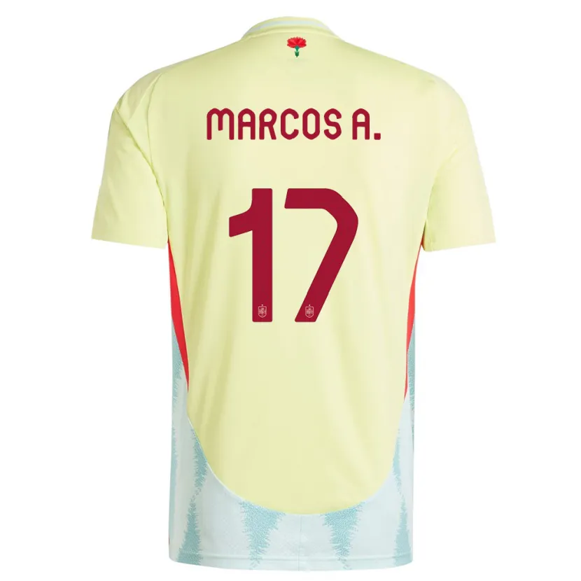Danxen Criança Camisola Espanha Marcos Alonso #17 Amarelo Alternativa 24-26 Camisa