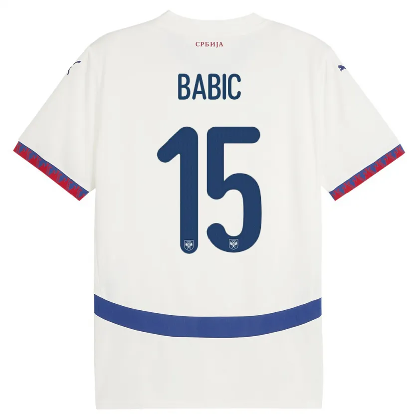 Danxen Criança Camisola Sérvia Srdjan Babic #15 Branco Alternativa 24-26 Camisa