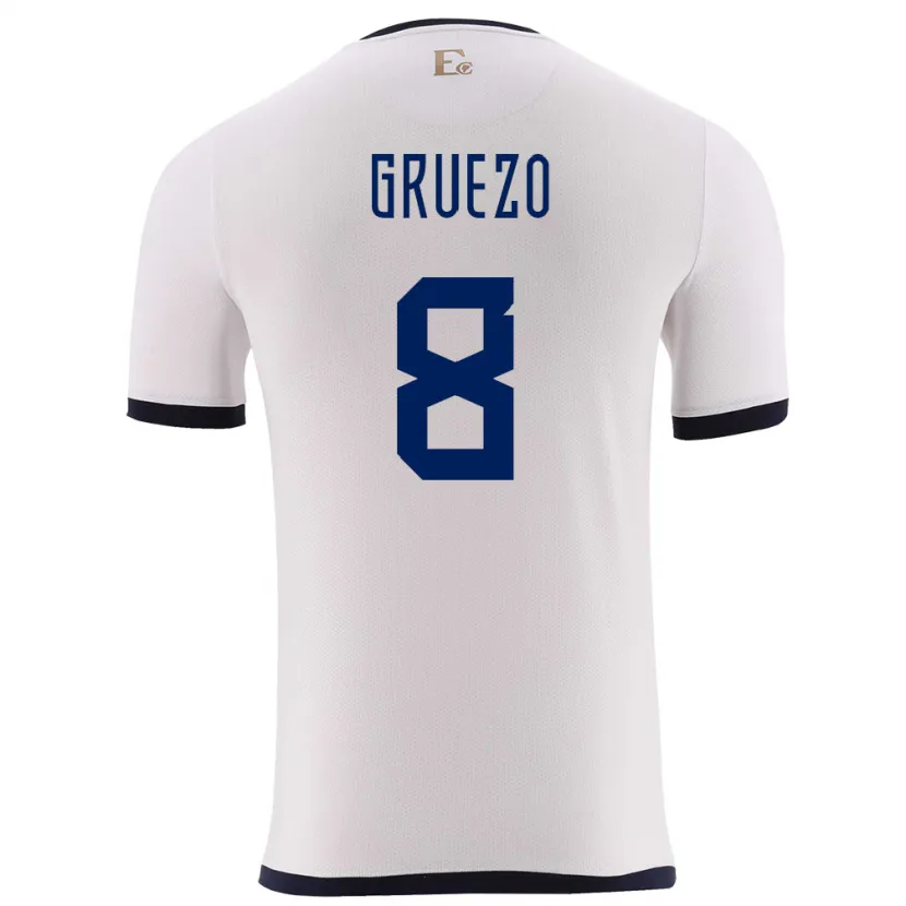 Danxen Criança Camisola Equador Carlos Gruezo #8 Branco Alternativa 24-26 Camisa