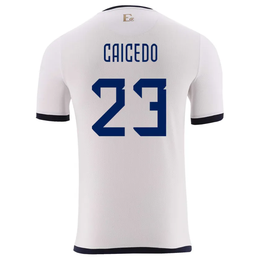 Danxen Criança Camisola Equador Moises Caicedo #23 Branco Alternativa 24-26 Camisa