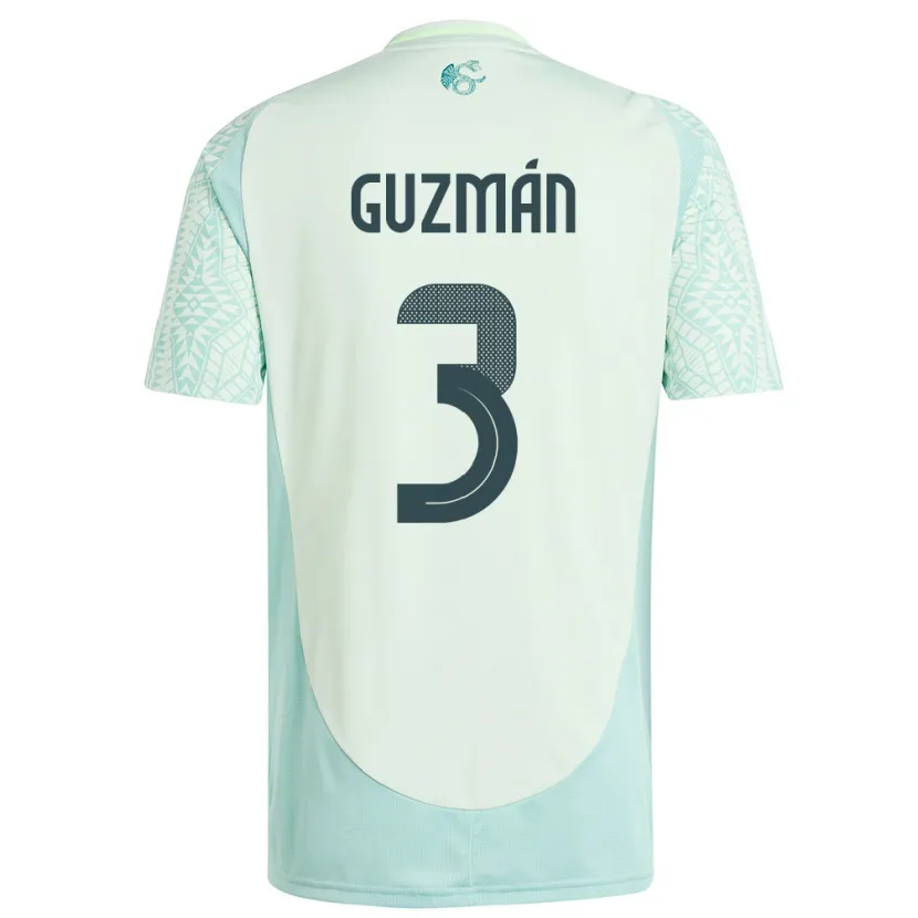 Danxen Criança Camisola México Victor Guzman #3 Linho Verde Alternativa 24-26 Camisa