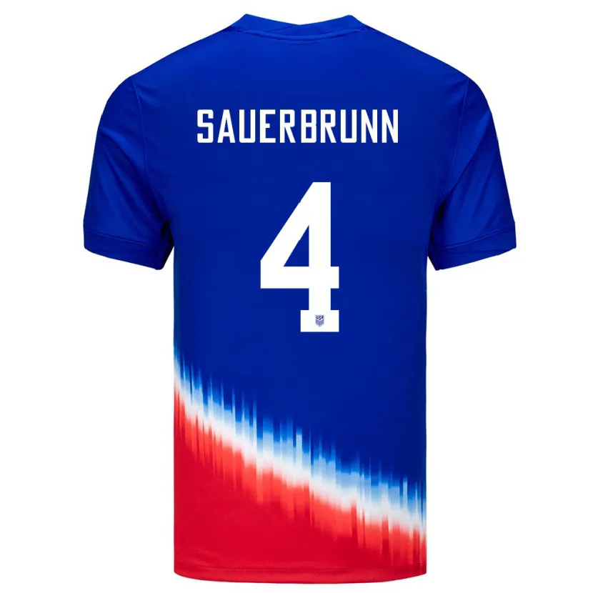 Danxen Criança Camisola Estados Unidos Becky Sauerbrunn #4 Azul Alternativa 24-26 Camisa