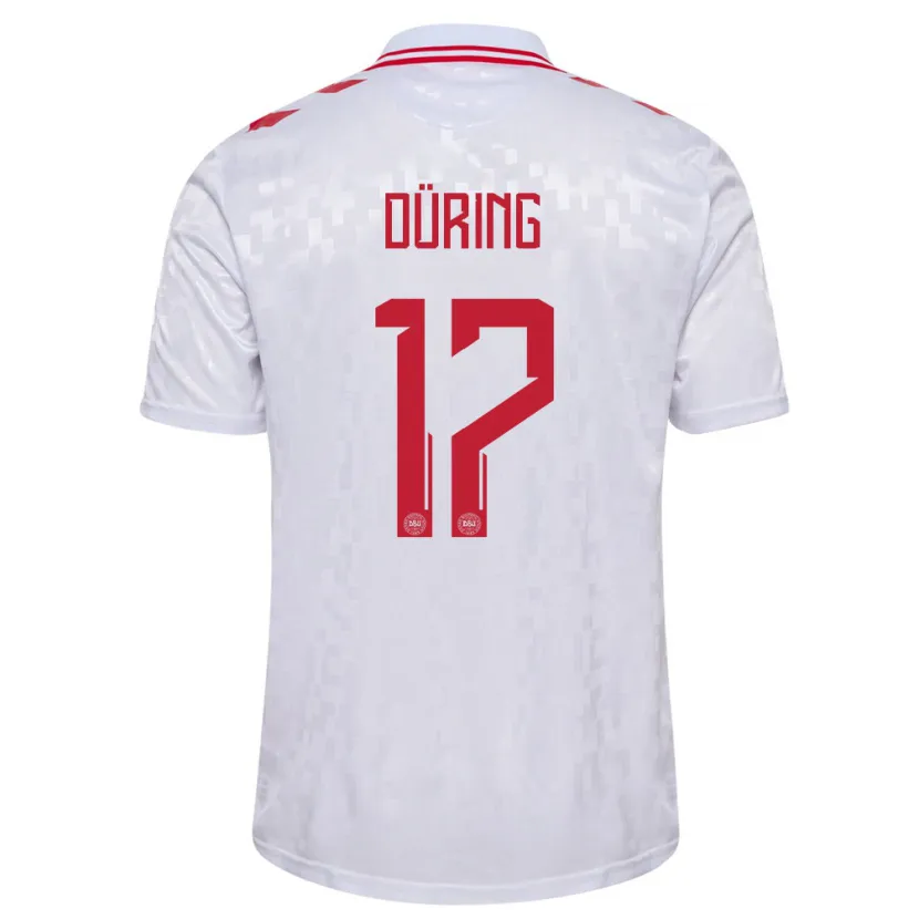 Danxen Criança Camisola Dinamarca Rasmus Düring #17 Branco Alternativa 24-26 Camisa
