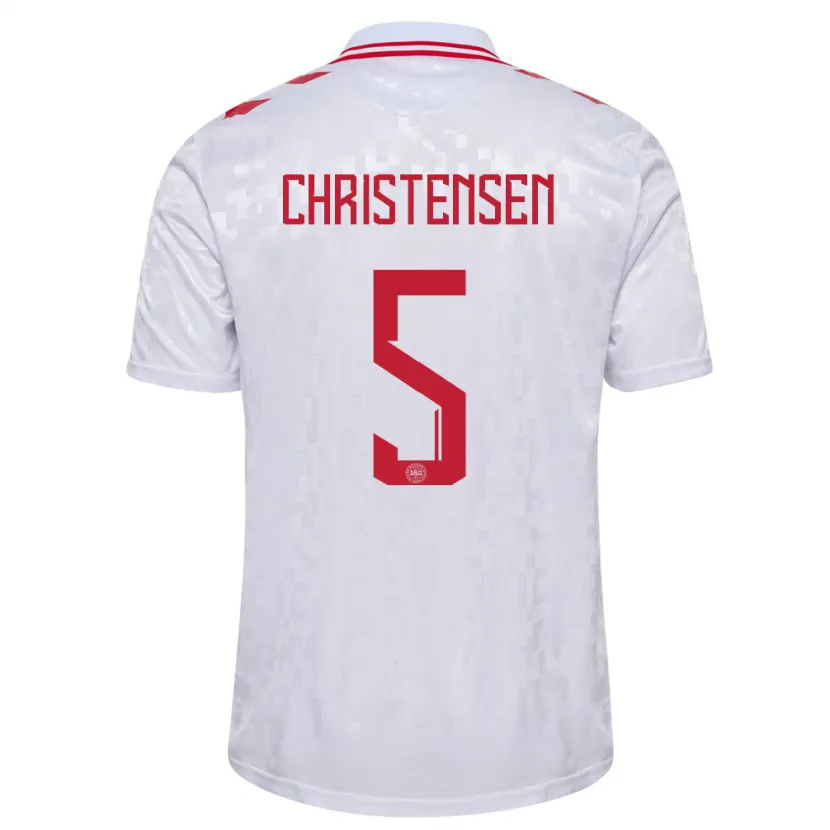 Danxen Criança Camisola Dinamarca Aske Christensen #5 Branco Alternativa 24-26 Camisa