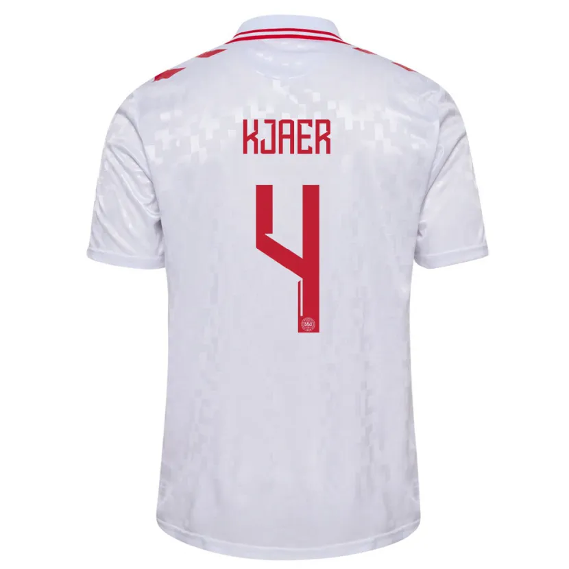 Danxen Criança Camisola Dinamarca Simon Kjaer #4 Branco Alternativa 24-26 Camisa
