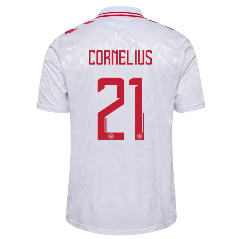 Danxen Criança Camisola Dinamarca Andreas Cornelius #21 Branco Alternativa 24-26 Camisa