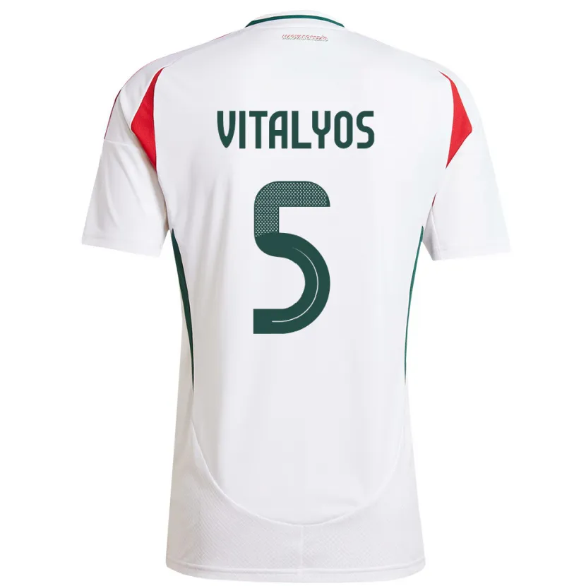 Danxen Criança Camisola Hungria Viktor Vitályos #5 Branco Alternativa 24-26 Camisa