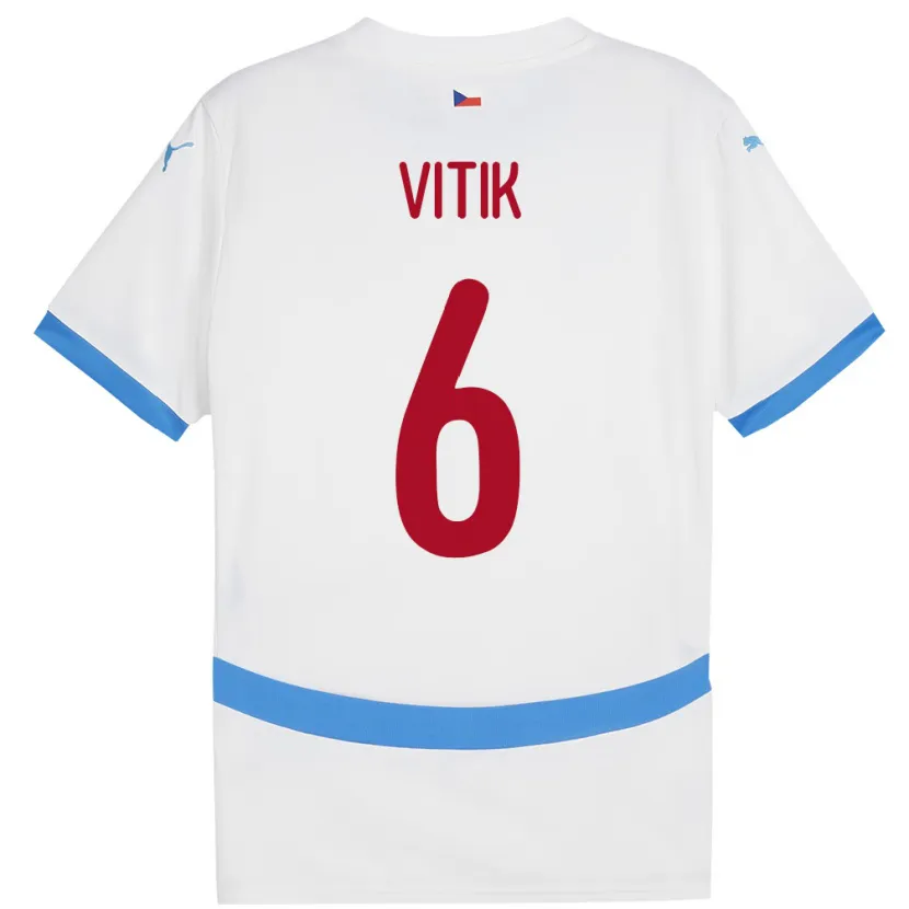 Danxen Criança Camisola República Checa Martin Vitík #6 Branco Alternativa 24-26 Camisa
