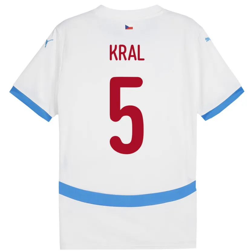 Danxen Criança Camisola República Checa Tomas Kral #5 Branco Alternativa 24-26 Camisa