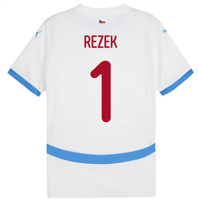 Danxen Criança Camisola República Checa Adam Rezek #1 Branco Alternativa 24-26 Camisa