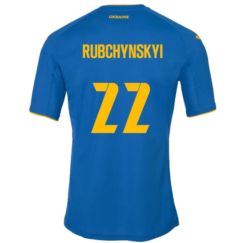 Danxen Criança Camisola Ucrânia Valentyn Rubchynskyi #22 Azul Alternativa 24-26 Camisa