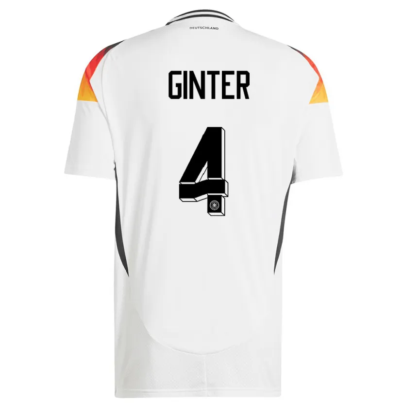 Danxen Homem Camisola Alemanha Matthias Ginter #4 Branco Principal 24-26 Camisa