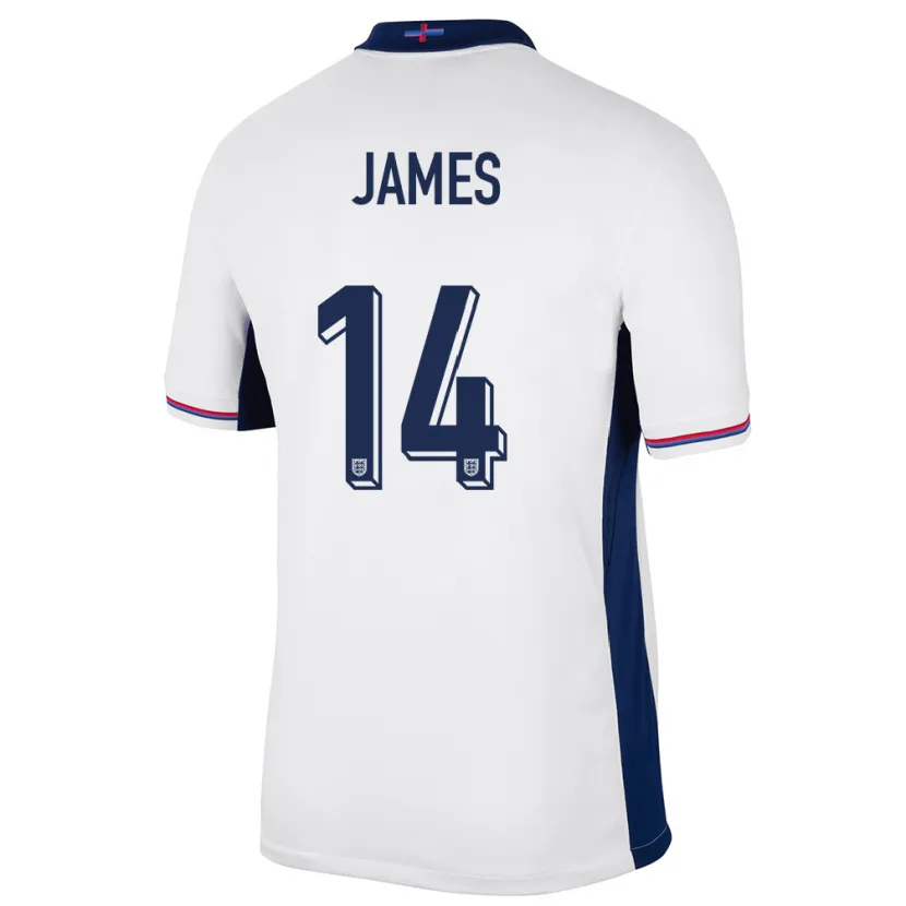 Danxen Homem Camisola Inglaterra Reece James #14 Branco Principal 24-26 Camisa