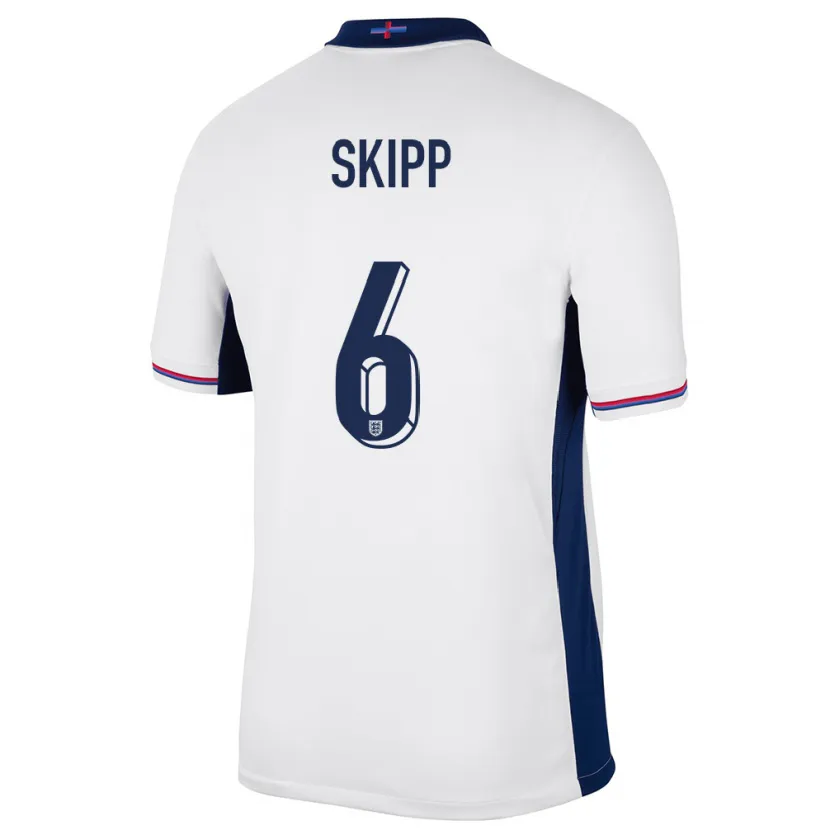 Danxen Homem Camisola Inglaterra Oliver Skipp #6 Branco Principal 24-26 Camisa