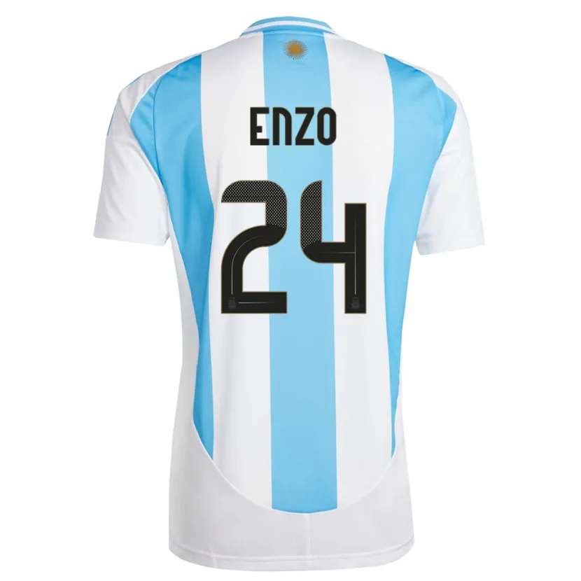 Danxen Homem Camisola Argentina Enzo Fernandez #24 Branco Azul Principal 24-26 Camisa