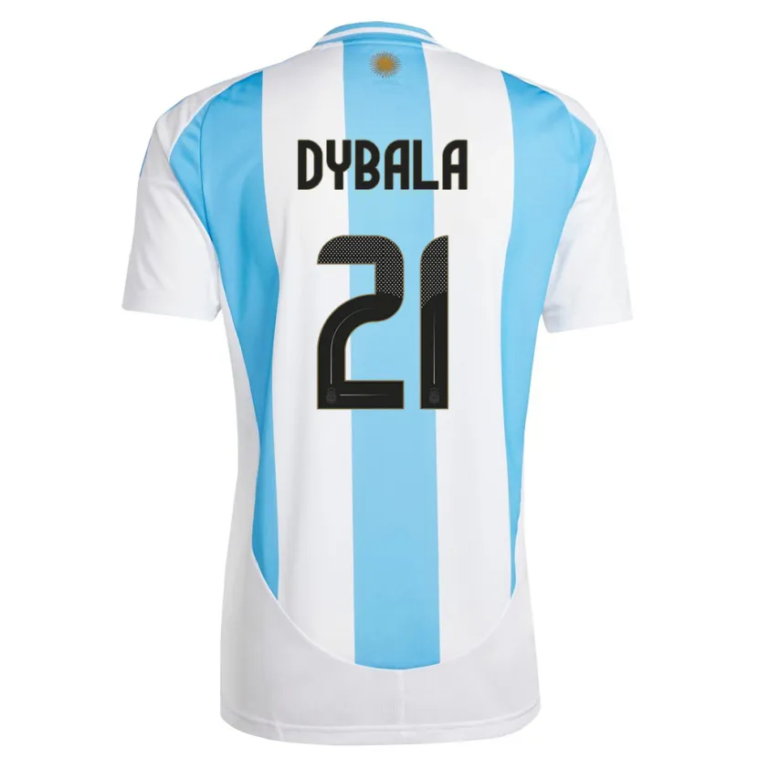 Danxen Homem Camisola Argentina Paulo Dybala #21 Branco Azul Principal 24-26 Camisa