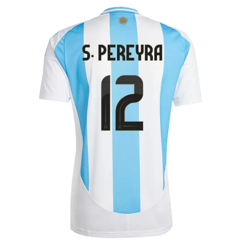 Danxen Homem Camisola Argentina Solana Pereyra #12 Branco Azul Principal 24-26 Camisa