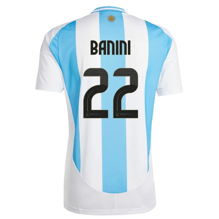 Danxen Homem Camisola Argentina Estefania Banini #22 Branco Azul Principal 24-26 Camisa