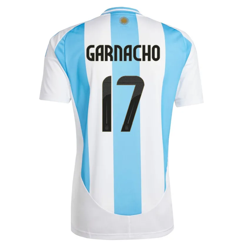 Danxen Homem Camisola Argentina Alejandro Garnacho #17 Branco Azul Principal 24-26 Camisa