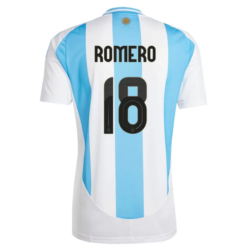 Danxen Homem Camisola Argentina Luka Romero #18 Branco Azul Principal 24-26 Camisa
