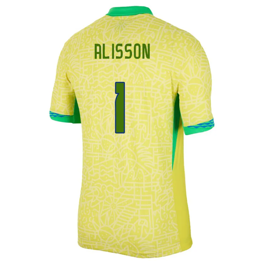 Danxen Homem Camisola Brasil Alisson #1 Amarelo Principal 24-26 Camisa
