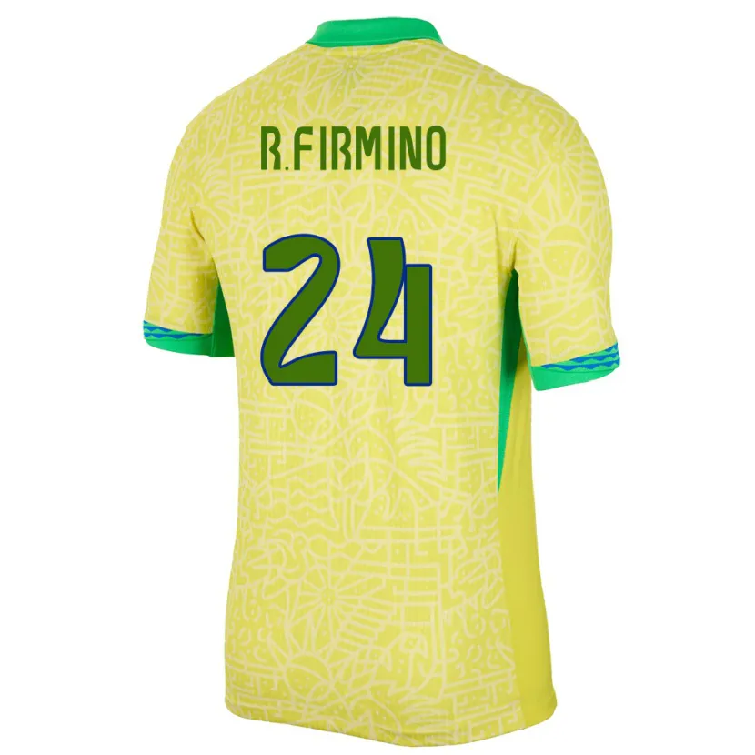 Danxen Homem Camisola Brasil Roberto Firmino #24 Amarelo Principal 24-26 Camisa
