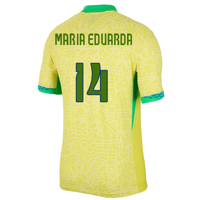 Danxen Homem Camisola Brasil Maria Eduarda #14 Amarelo Principal 24-26 Camisa