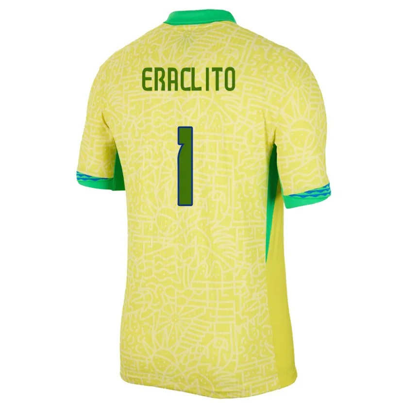 Danxen Homem Camisola Brasil Marcelo Eraclito #1 Amarelo Principal 24-26 Camisa