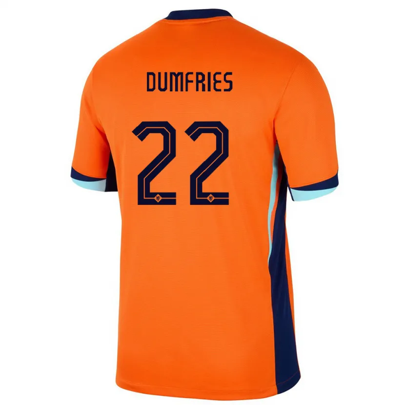 Danxen Homem Camisola Países Baixos Denzel Dumfries #22 Laranja Principal 24-26 Camisa