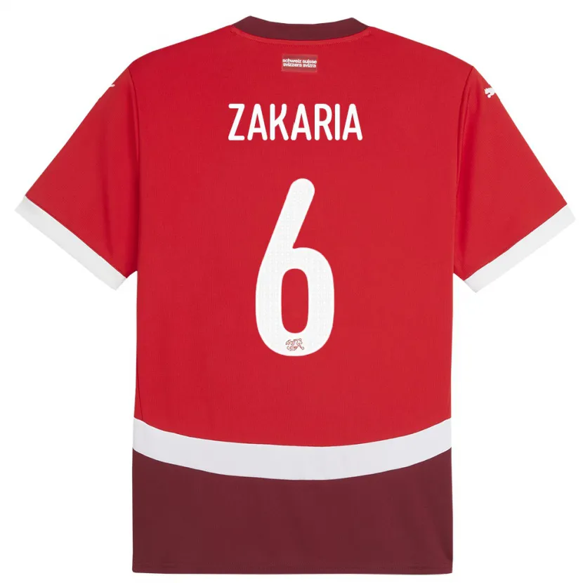 Danxen Homem Camisola Suiça Denis Zakaria #6 Vermelho Principal 24-26 Camisa